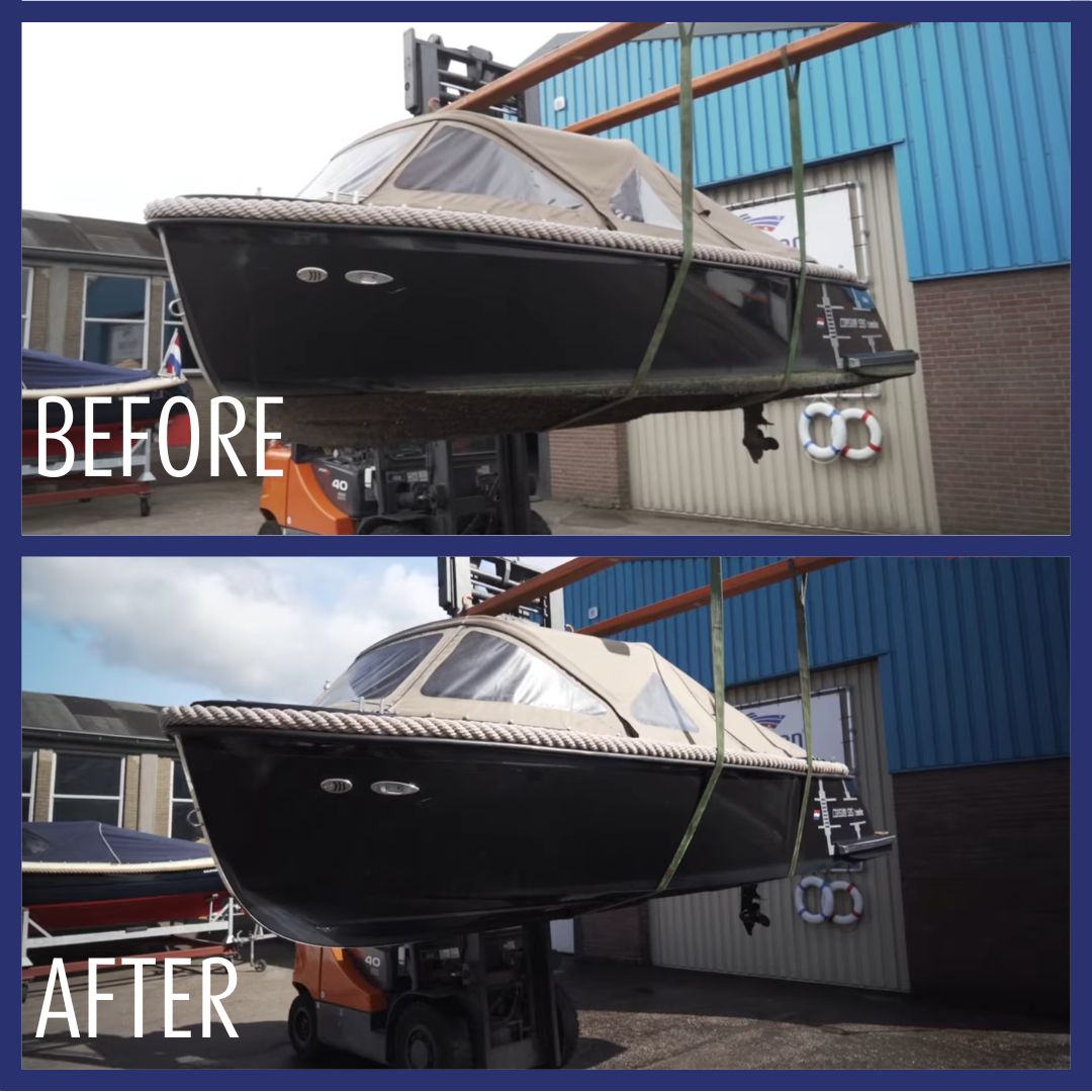 ProFa Clean Unterwasserschiff-Starterset mit Besenbürste – Anwendung am Boot 14